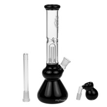 Black Leaf Glass Beaker Base Ice Smoking Pipes with Precooler (ES-GB-370)